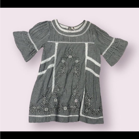 FREE PEOPLE MINI GINGHAM LACE DRESS IN MEDIUM - Picture 4 of 4